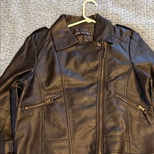 Zara Black Faux Leather Moto Jacket with Asymmetrical Zip